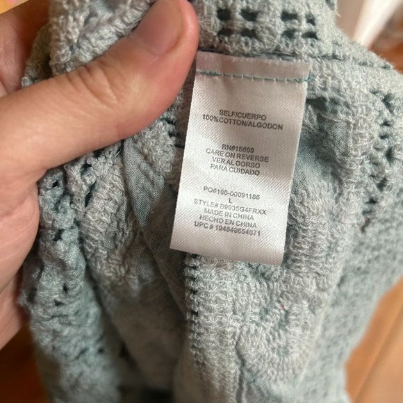 Democracy Boho Flowy Dusty Light Blue Bohemian Blouse Women's Size Large (1415) - Picture 8 of 9